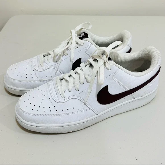 Nike Court Vision LO NN White Burgundy Crush Men Shoes Sneaker DH2987-11 Size 11 - Picture 2 of 9